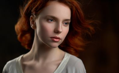 Beautiful red head, girl, model, face