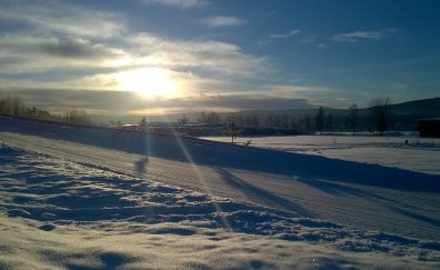 Winter, snow, landscape, nature, sunlight