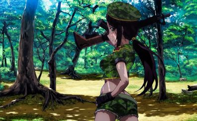 Short jeans, army girl, anime