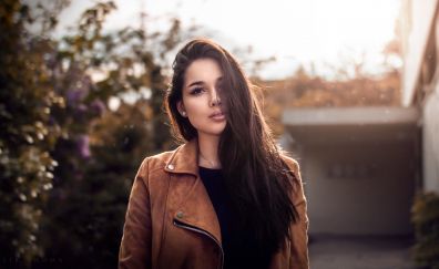 Blur, outdoor, girl model, jacket