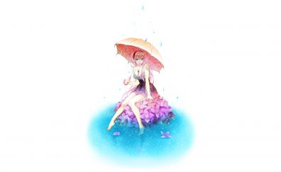Megurine Luka, Vocaloid, minimal, anime girl with umbrella