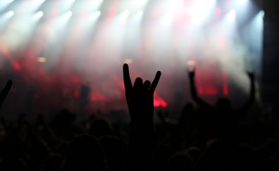 Rock, hands up, music, concert, dance party, 4k