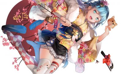 Blue eyes, anime girl, 2018, celebrations
