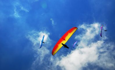 Paragliding, sports, blue sky