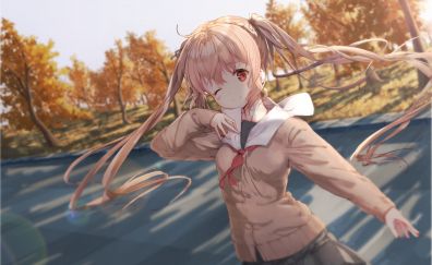 Murasame, kancolle, blonde anime girl, outdoor