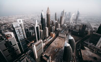 Dubai, city, aerial view, skyscrapers, buildings