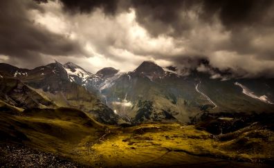 Scary clouds, sky, valley, nature, mountains
