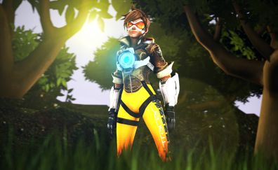 Guarding, overwatch, video game, tracer