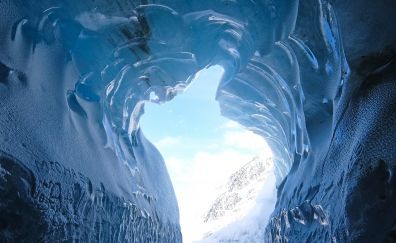 Ice cave, glacier, nature, 4k