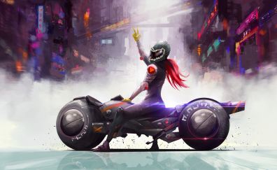 Superbike, woman biker, fantasy, art