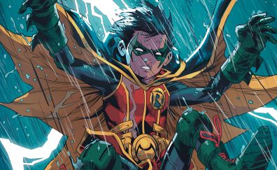 Robin, batman, dc comics, rain