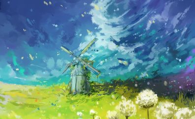 Landscape, meadow, anime, art
