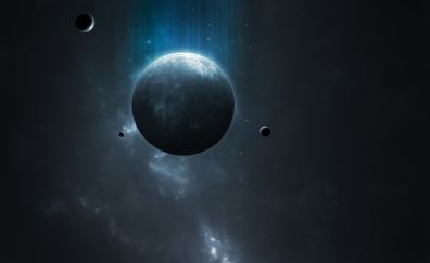 Space planet and moons
