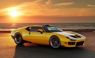 De tomaso pantera, yellow sports, car, 4k