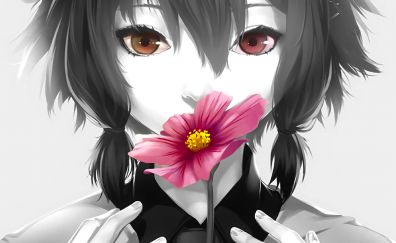 Anime girl, flower, pink flower, original