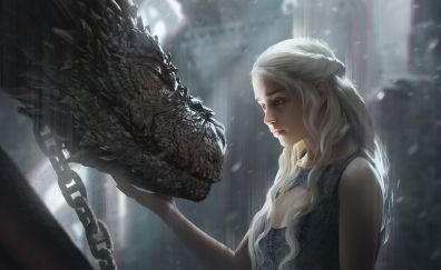 Daenerys Targaryen, dragon, game of thrones, artwork