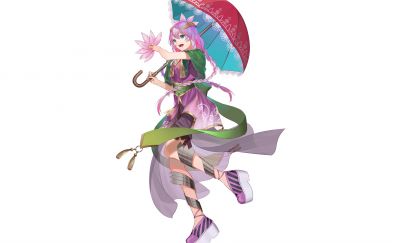 Cute anime girl, original, umbrella
