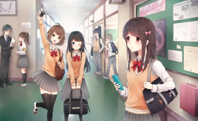 Original, school, anime girls