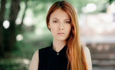 Girl model, outdoor, portrait, redhead