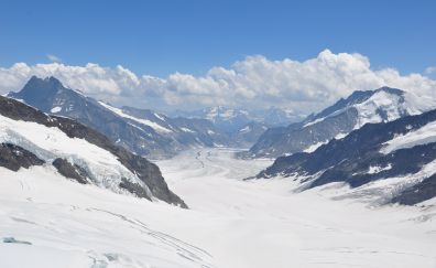 Switzerland, alps, mountains, glacier, valley, nature