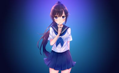 School dress, original, long hair anime girl