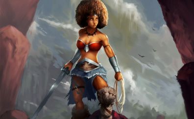 Wonder woman, barbarian style, artwork