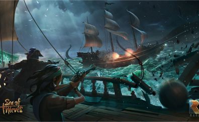 Sea of thieves, ship, fight, pirates