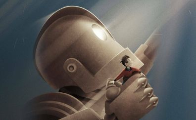 Giant robot and boy, animation movie, art