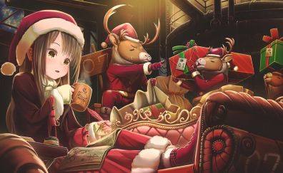 Christmas, anime, anime girl