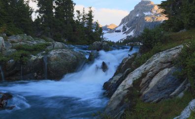 Wyoming, river, waterfall, nature, Yellowstone National Park