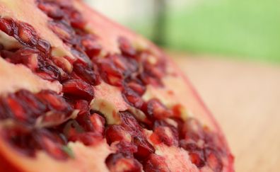 Pomegranate fruit slice, close up 