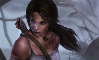 Lara Croft, Tomb Raider, art, girl warrior, gaming