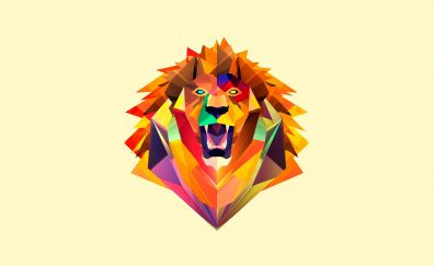 Lion roar, low poly artwork