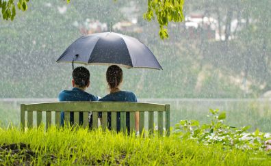 Couple in rain