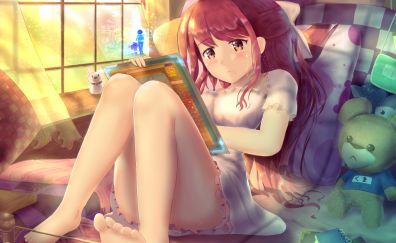 Rin, shelter, anime girl in bed