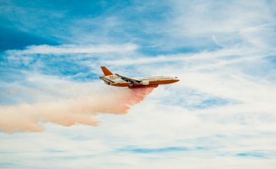 Aircraft, sky, smoke, flying