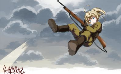 Tanya Degurechaff, jumping, anime