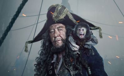 Geoffrey Rush as Captain Hector Barbossa in Pirates of the Caribbean: Dead Men Tell No Tales, movie