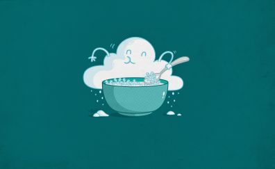 Minimalism, clouds, eating, snowflakes bowl