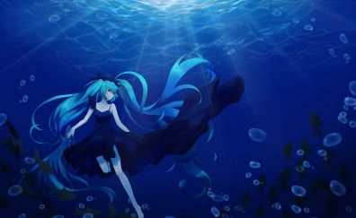 Hatsune Miku, underwater, long hair