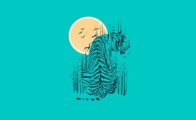Tiger, moon artwork