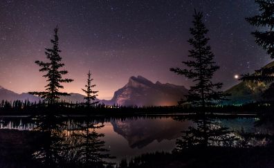 Vermillion lake and night stars