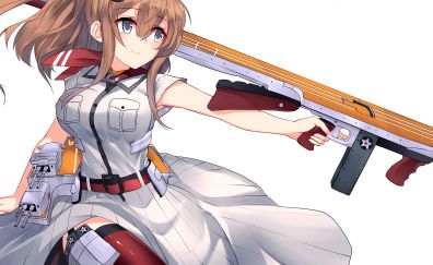 Saratoga, anime girl, Kantai, kancolle, gun