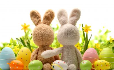 Easter eggs, bunny, toys, holiday