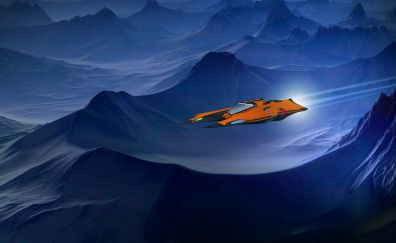 Spaceship, aircraft, landscape
