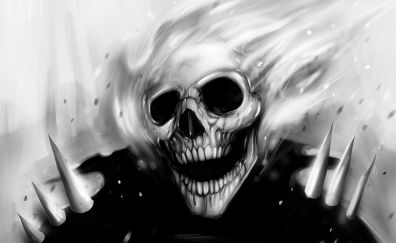 Skull, artwork, monochrome