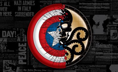 Captain america, red skull, shield artwork
