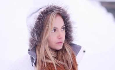 Girl model, hat, winter