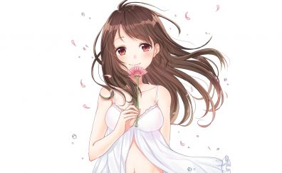 Cute girl, anime with flower
