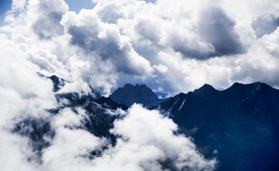 Mountains, clouds, high sky